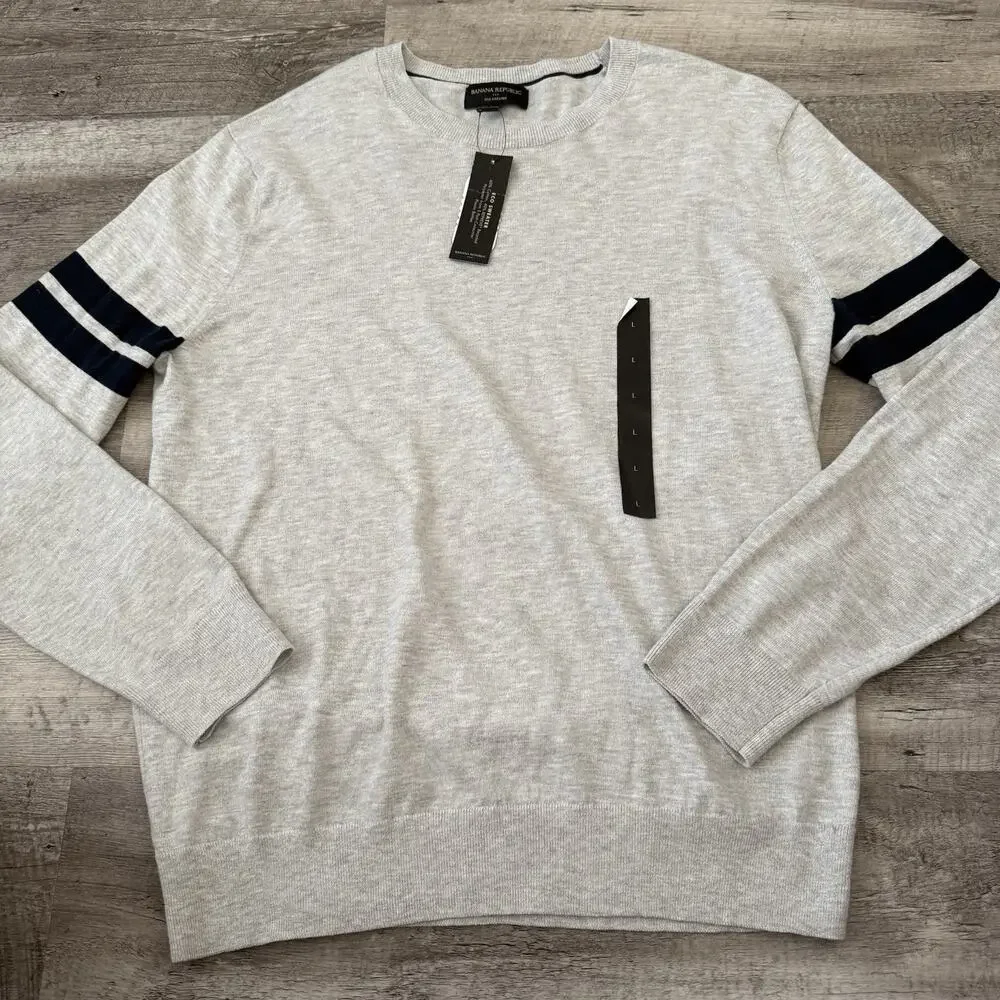 Banana Republic Eco Sweater Mens Large Beige Repreve Recycled Crewneck Pullover